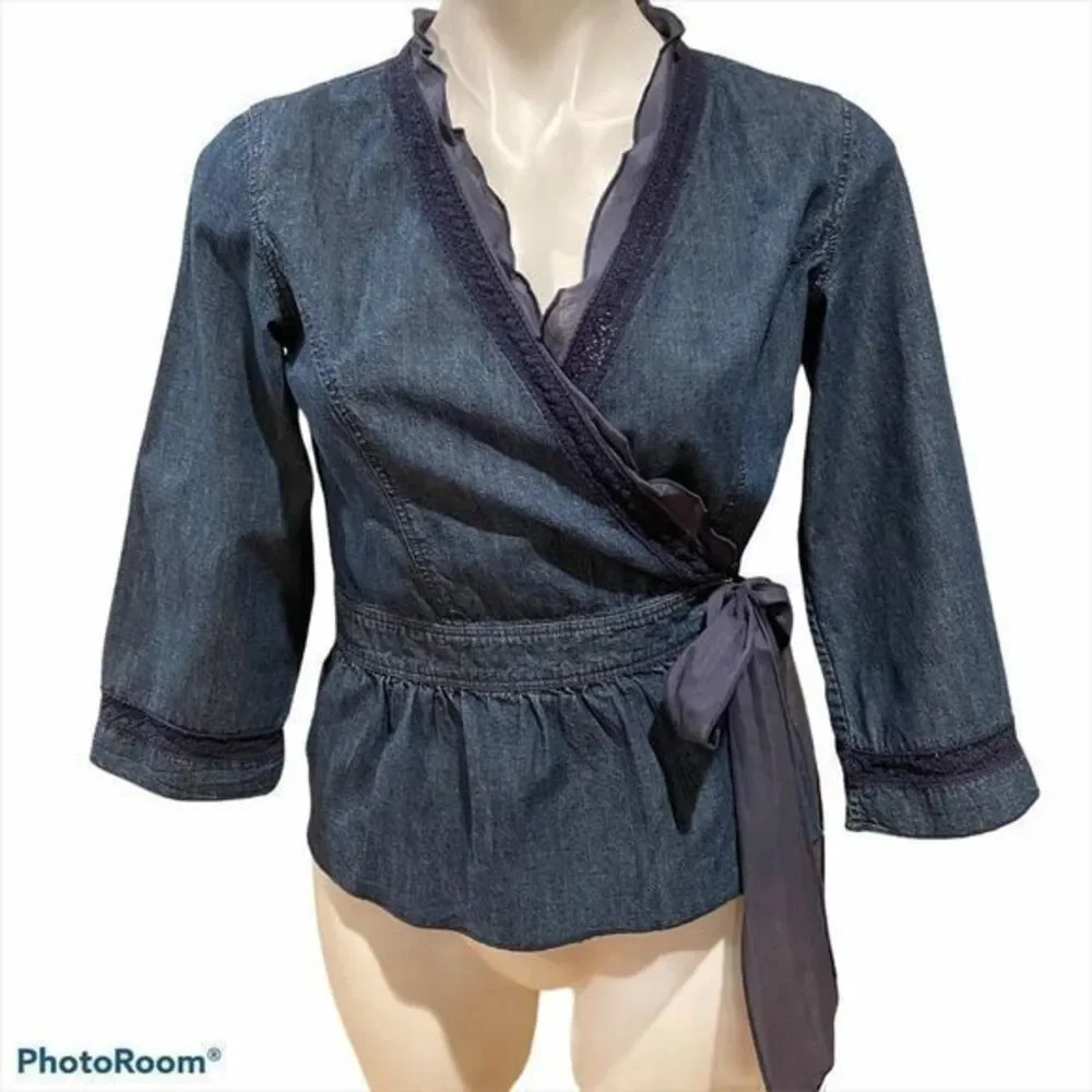 Denim  wrap blouse